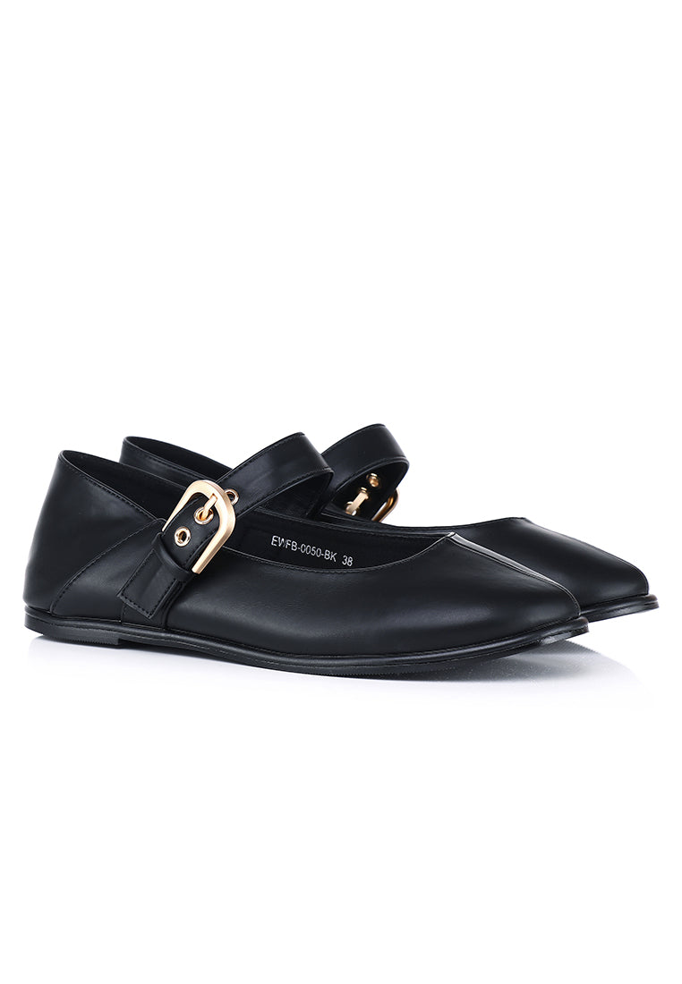 Helene Comfy Fit Footbed Flats & Ballerina In Black