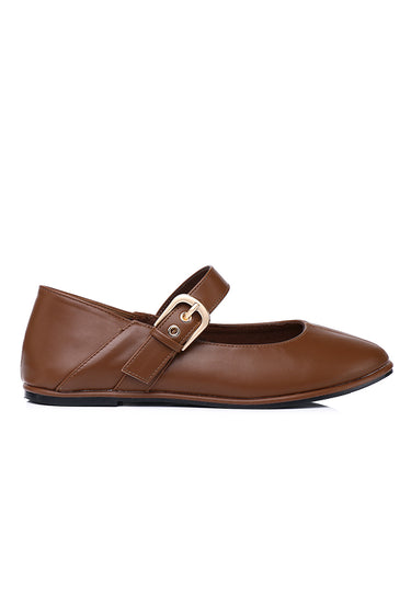 Helene Comfy Fit Footbed Flats & Ballerina In Brown