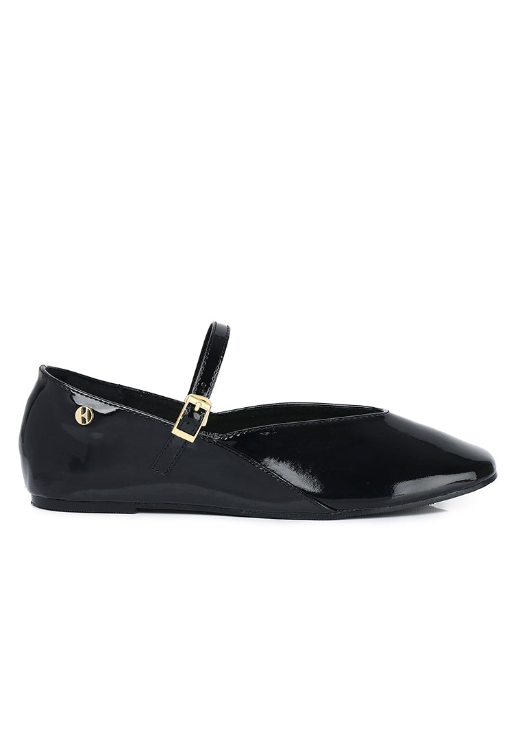 Ember Comfy Fit Footbed Flats & Ballerina In Black