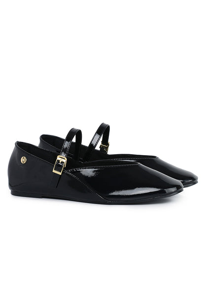 Ember Comfy Fit Footbed Flats & Ballerina In Black