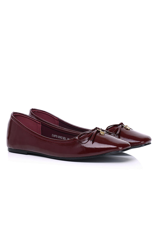 Alodie Comfy Fit Footbed Flats & Ballerina In Burgundy