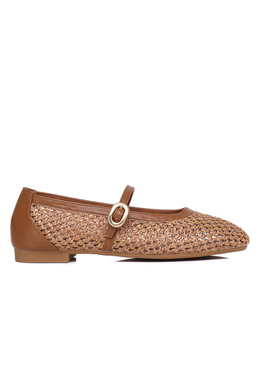 Paloma Comfy Fit Footbed Microfiber Leather Flats & Ballerina In Tan