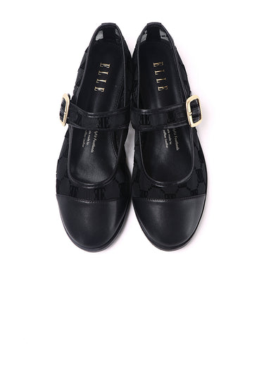 Bela Mesh Comfy Fit Footbed Microfiber Leather Flats & Ballerina In Black