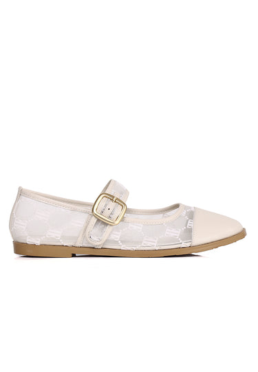 Bela Mesh Comfy Fit Footbed Microfiber Leather Flats & Ballerina In White