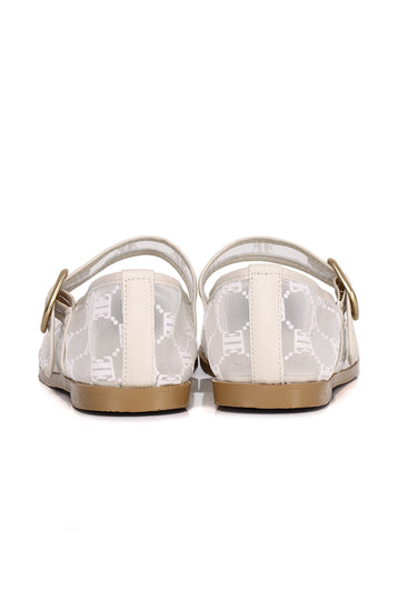 Bela Mesh Comfy Fit Footbed Microfiber Leather Flats & Ballerina In White