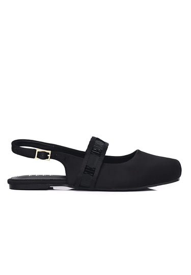 Flerius Mesh Comfy Fit Footbed Microfiber Leather Flats & Ballerina In Black