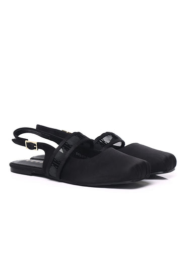 Flerius Mesh Comfy Fit Footbed Microfiber Leather Flats & Ballerina In Black