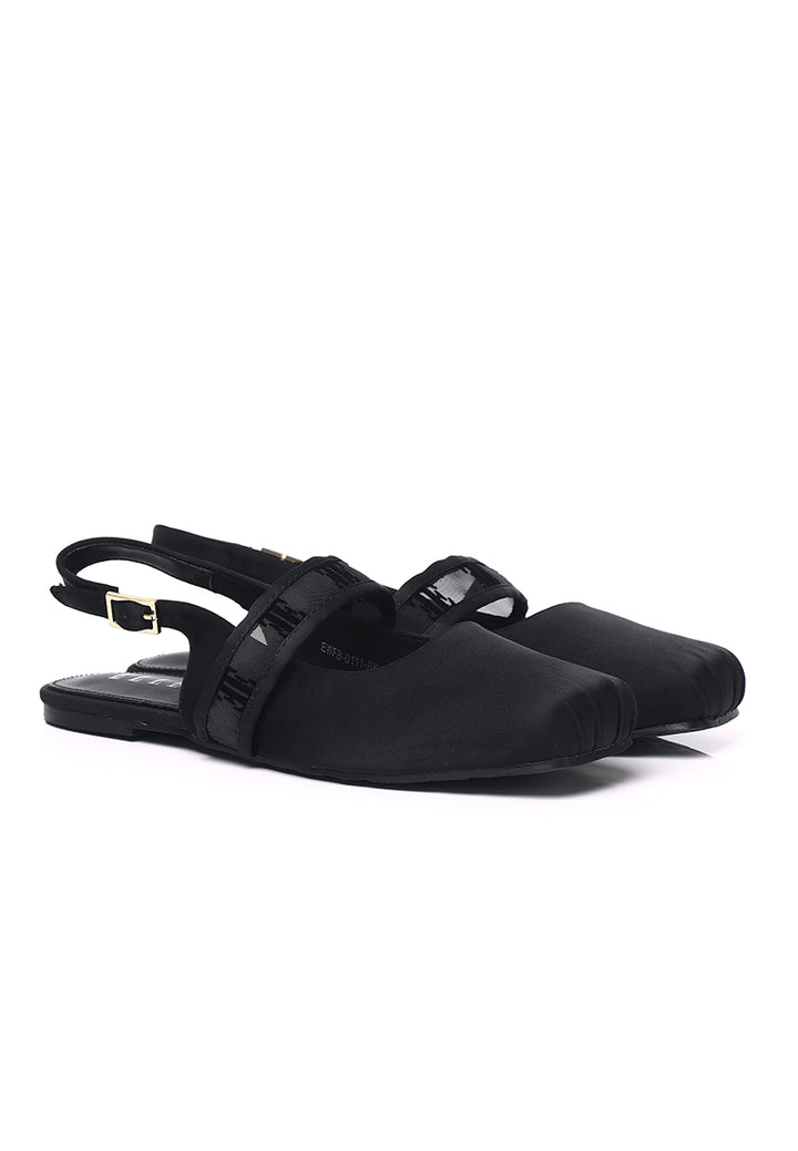 Flerius Mesh Comfy Fit Footbed Microfiber Leather Flats & Ballerina In Black – alternate view