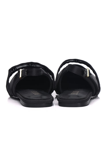 Flerius Mesh Comfy Fit Footbed Microfiber Leather Flats & Ballerina In Black