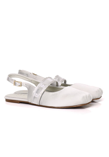 Flerius Mesh Comfy Fit Footbed Microfiber Leather Flats & Ballerina In White