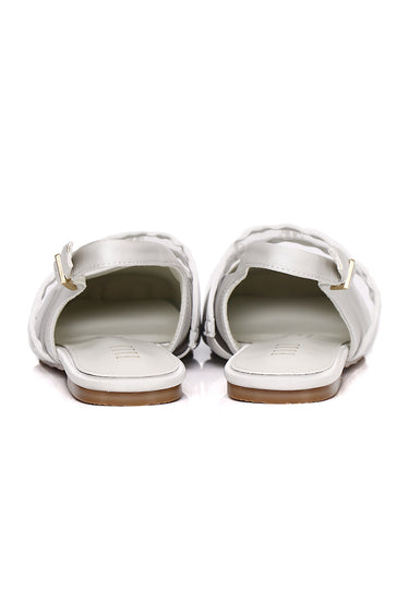Flerius Mesh Comfy Fit Footbed Microfiber Leather Flats & Ballerina In White