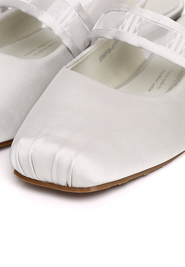 Flerius Mesh Comfy Fit Footbed Microfiber Leather Flats & Ballerina In White