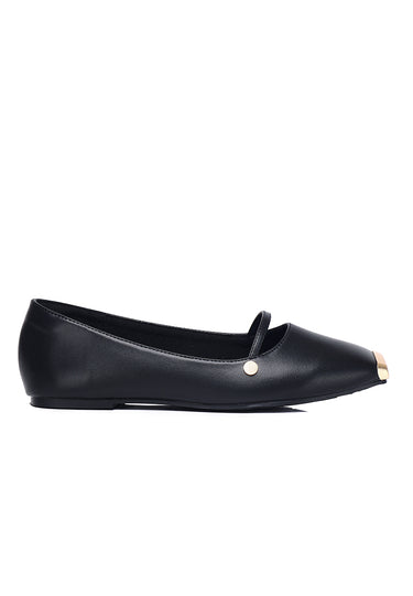 Baree Comfy Fit Footbed Microfiber Leather Flats & Ballerina In Black