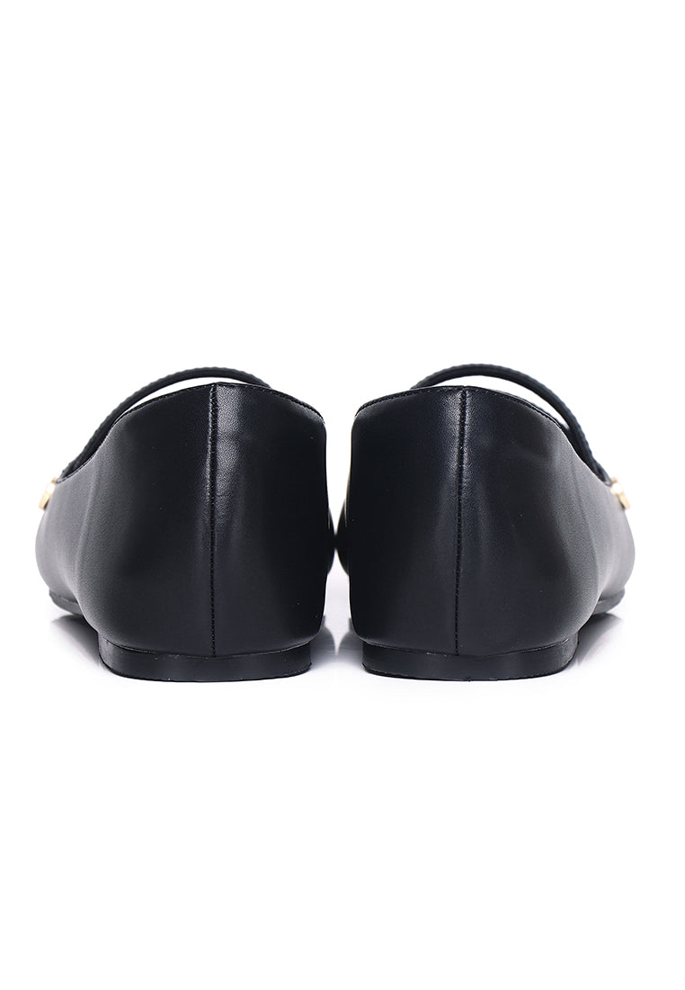 Baree Comfy Fit Footbed Microfiber Leather Flats & Ballerina In Black