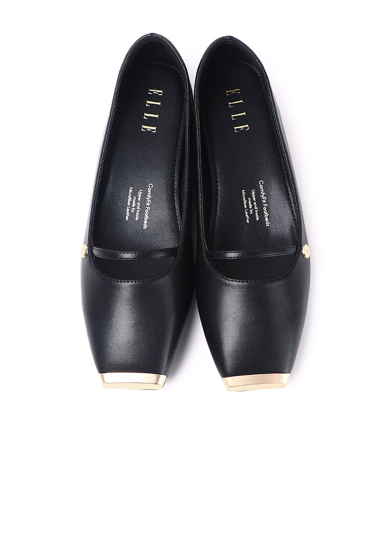 Baree Comfy Fit Footbed Microfiber Leather Flats & Ballerina In Black