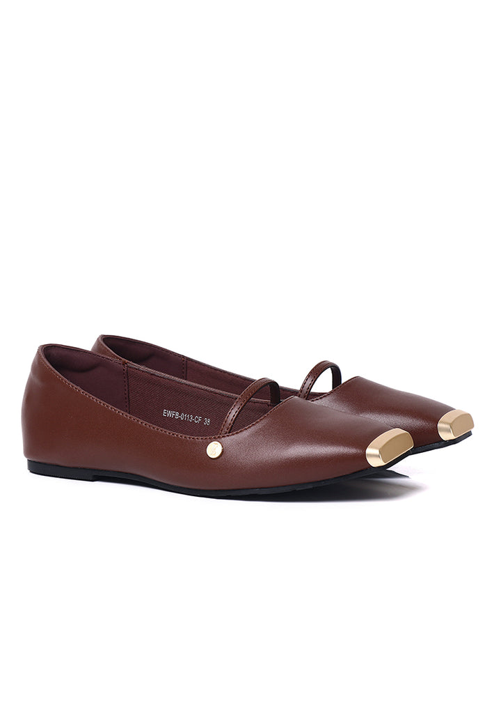 Baree Comfy Fit Footbed Microfiber Leather Flats & Ballerina In Coffee – alternate view