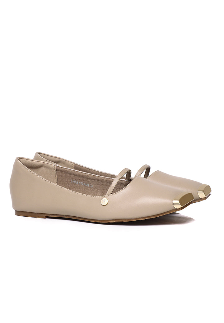 Baree Comfy Fit Footbed Microfiber Leather Flats & Ballerina In Khaki – alternate view