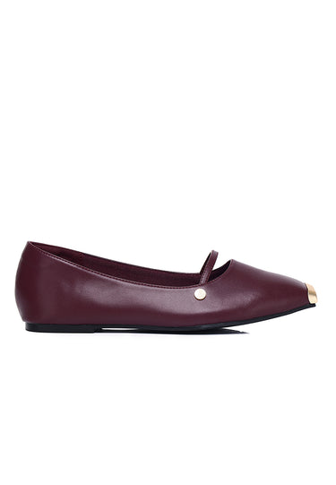 Baree Comfy Fit Footbed Microfiber Leather Flats & Ballerina In Maroon