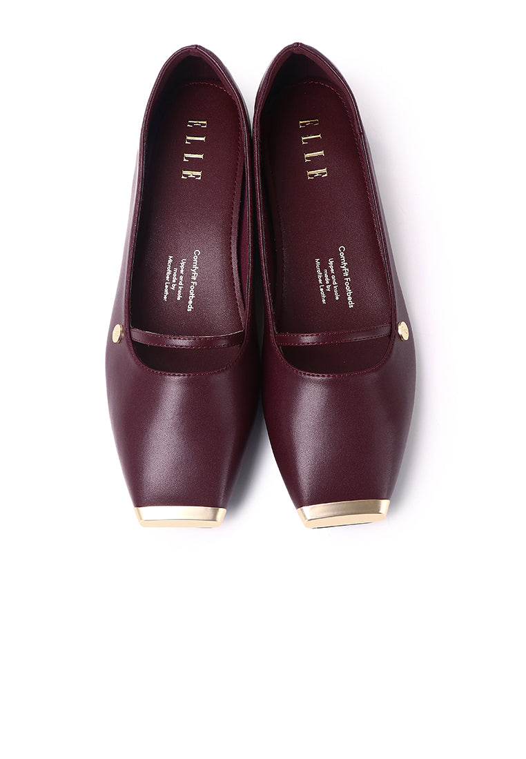 Baree Comfy Fit Footbed Microfiber Leather Flats & Ballerina In Maroon