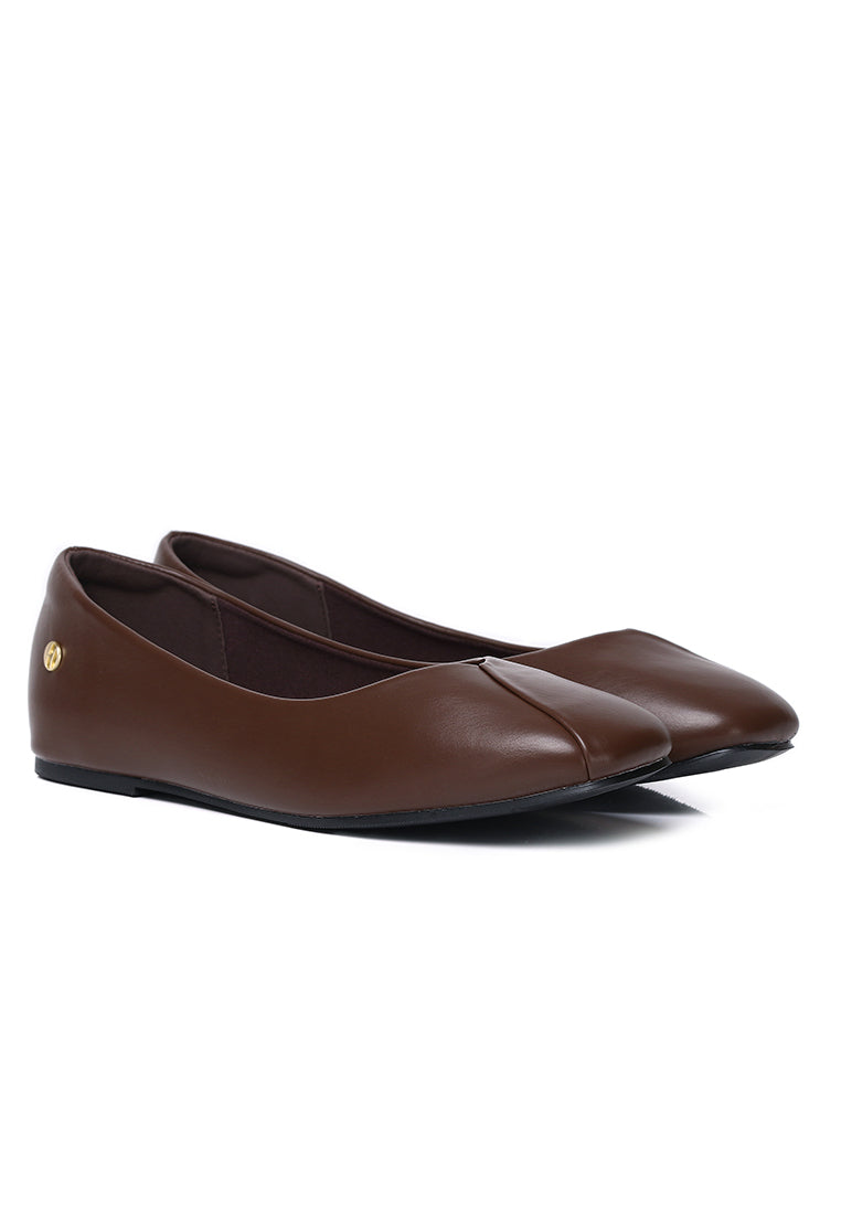 Tulip Comfy Fit Footbed Flats & Ballerina In Coffee