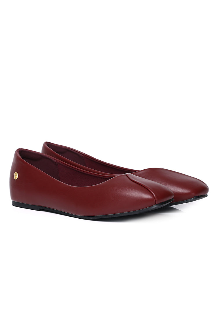 Tulip Comfy Fit Footbed Flats & Ballerina In Maroon