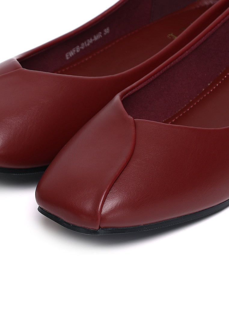 Tulip Comfy Fit Footbed Flats & Ballerina In Maroon