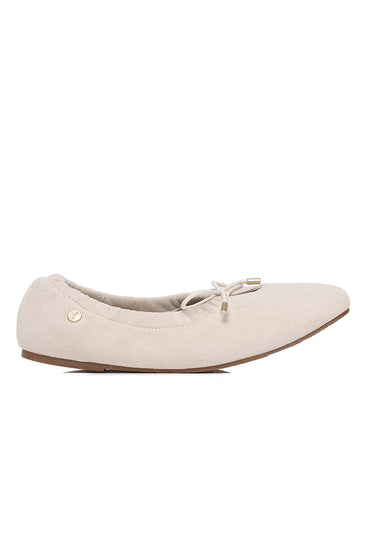 Solea Faux Suede Comfy Fit Footbed Microfiber Leather Flats & Ballerina In Beige