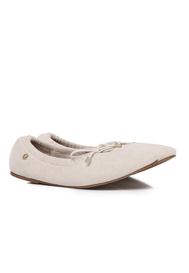Solea Faux Suede Comfy Fit Footbed Microfiber Leather Flats & Ballerina In Beige