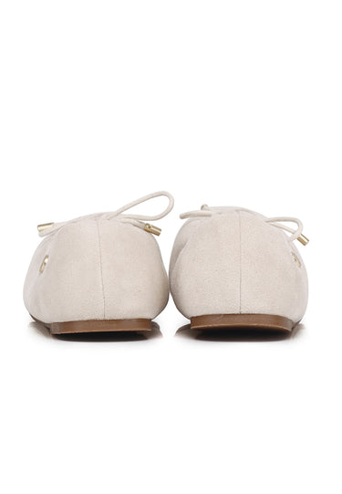 Solea Faux Suede Comfy Fit Footbed Microfiber Leather Flats & Ballerina In Beige