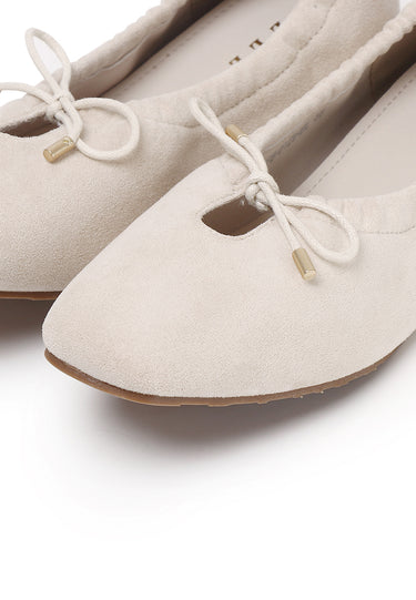 Solea Faux Suede Comfy Fit Footbed Microfiber Leather Flats & Ballerina In Beige