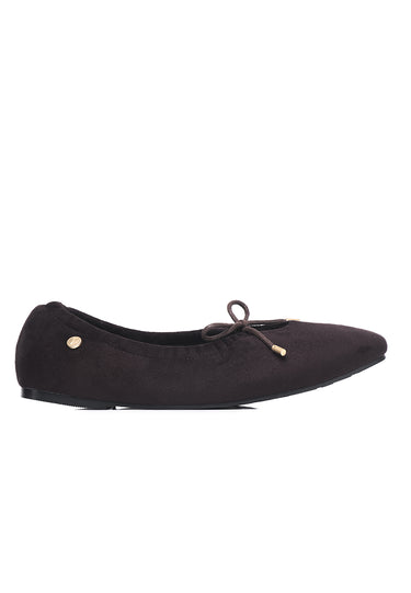 Solea Faux Suede Comfy Fit Footbed Microfiber Leather Flats & Ballerina In Espresso