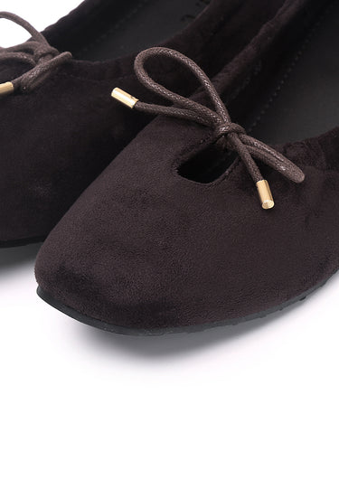 Solea Faux Suede Comfy Fit Footbed Microfiber Leather Flats & Ballerina In Espresso