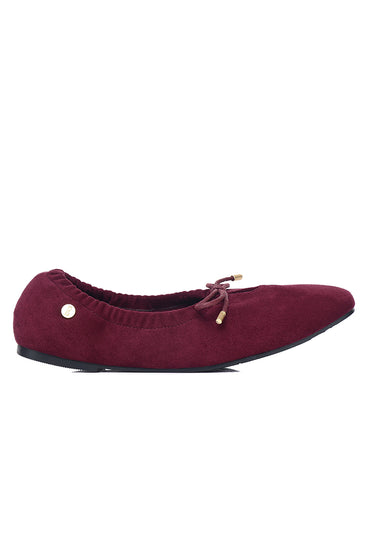 Solea Faux Suede Comfy Fit Footbed Microfiber Leather Flats & Ballerina In Maroon