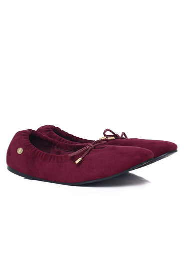 Solea Faux Suede Comfy Fit Footbed Microfiber Leather Flats & Ballerina In Maroon