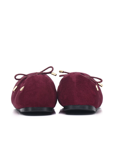 Solea Faux Suede Comfy Fit Footbed Microfiber Leather Flats & Ballerina In Maroon