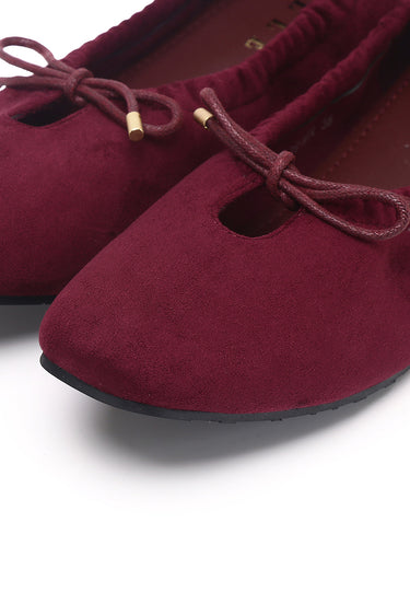Solea Faux Suede Comfy Fit Footbed Microfiber Leather Flats & Ballerina In Maroon