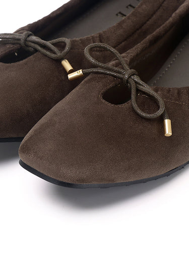 Solea Faux Suede Comfy Fit Footbed Microfiber Leather Flats & Ballerina In Sage Green