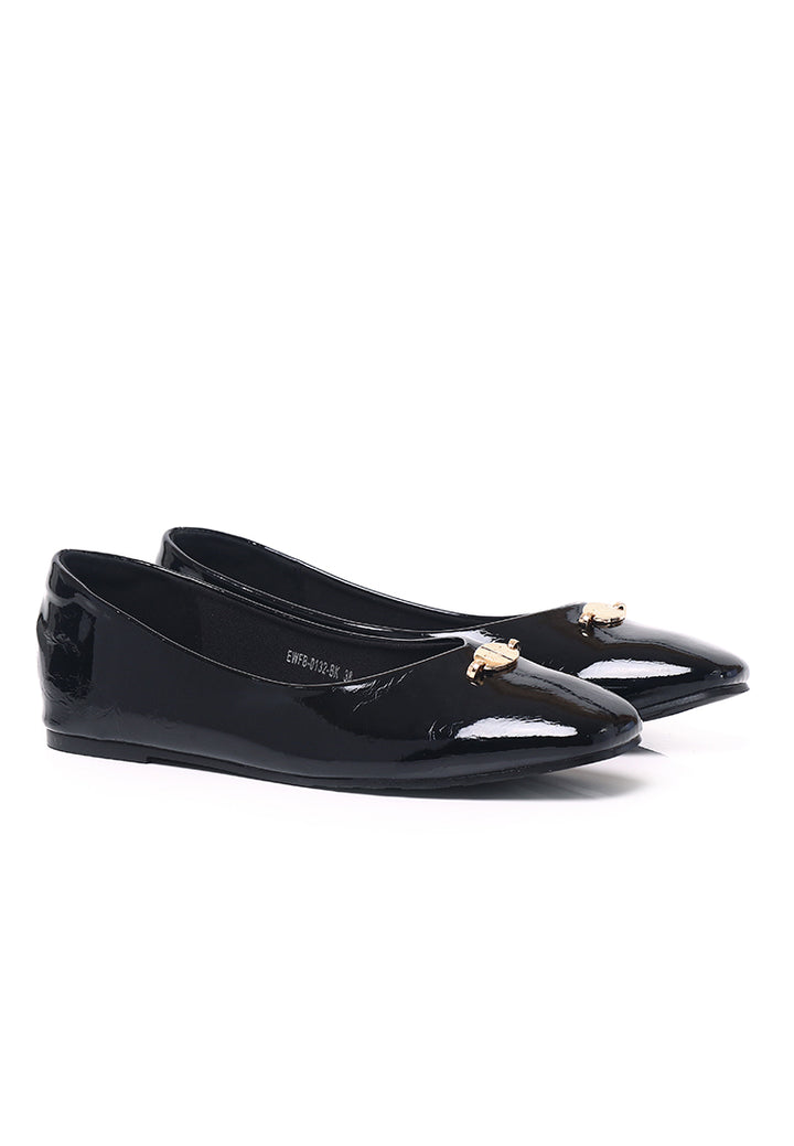 Cindy Patent Comfy Fit Footbed Microfiber Leather Flats & Ballerina In Black – alternate view