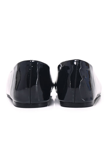 Cindy Patent Comfy Fit Footbed Microfiber Leather Flats & Ballerina In Black