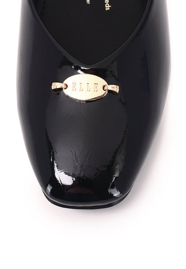 Cindy Patent Comfy Fit Footbed Microfiber Leather Flats & Ballerina In Black