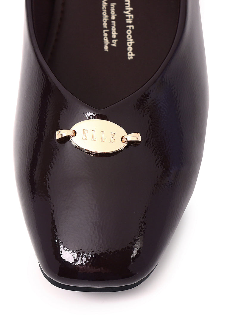 Cindy Patent Comfy Fit Footbed Microfiber Leather Flats & Ballerina In Coffee