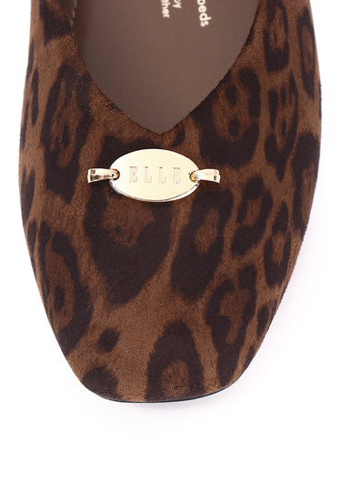 Cindy Leopard-Print Comfy Fit Footbed Microfiber Leather Flats & Ballerina In Espresso