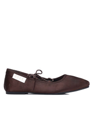 Tiffany Comfy Fit Footbed Microfiber Leather Flats & Ballerina In Coffee