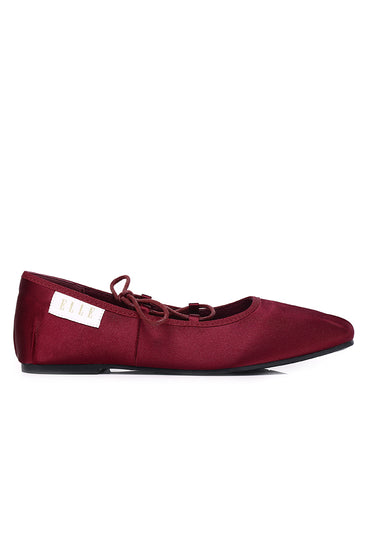 Tiffany Comfy Fit Footbed Microfiber Leather Flats & Ballerina In Maroon