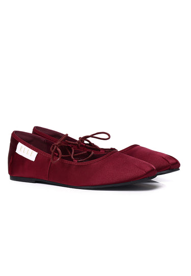 Tiffany Comfy Fit Footbed Microfiber Leather Flats & Ballerina In Maroon