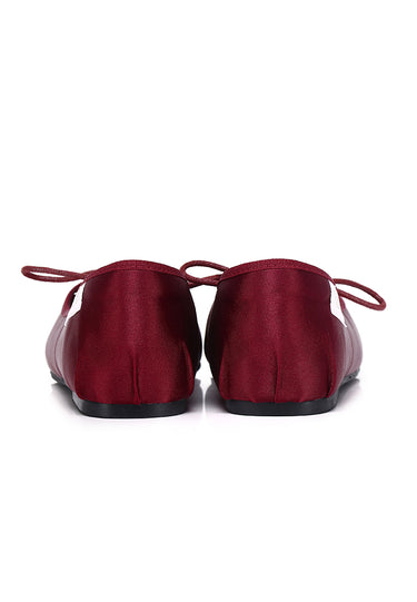 Tiffany Comfy Fit Footbed Microfiber Leather Flats & Ballerina In Maroon