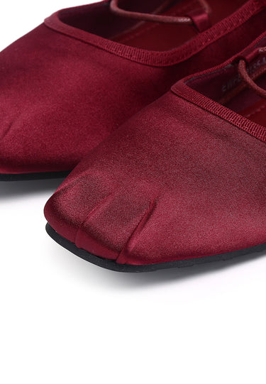 Tiffany Comfy Fit Footbed Microfiber Leather Flats & Ballerina In Maroon