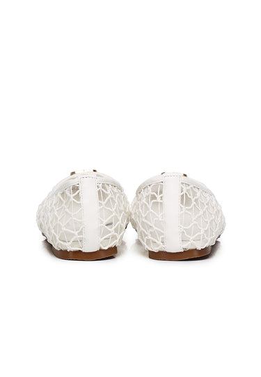 Loom Woven Comfy Fit Footbed Microfiber Leather Flats & Ballerina In Beige