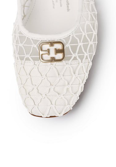 Loom Woven Comfy Fit Footbed Microfiber Leather Flats & Ballerina In Beige