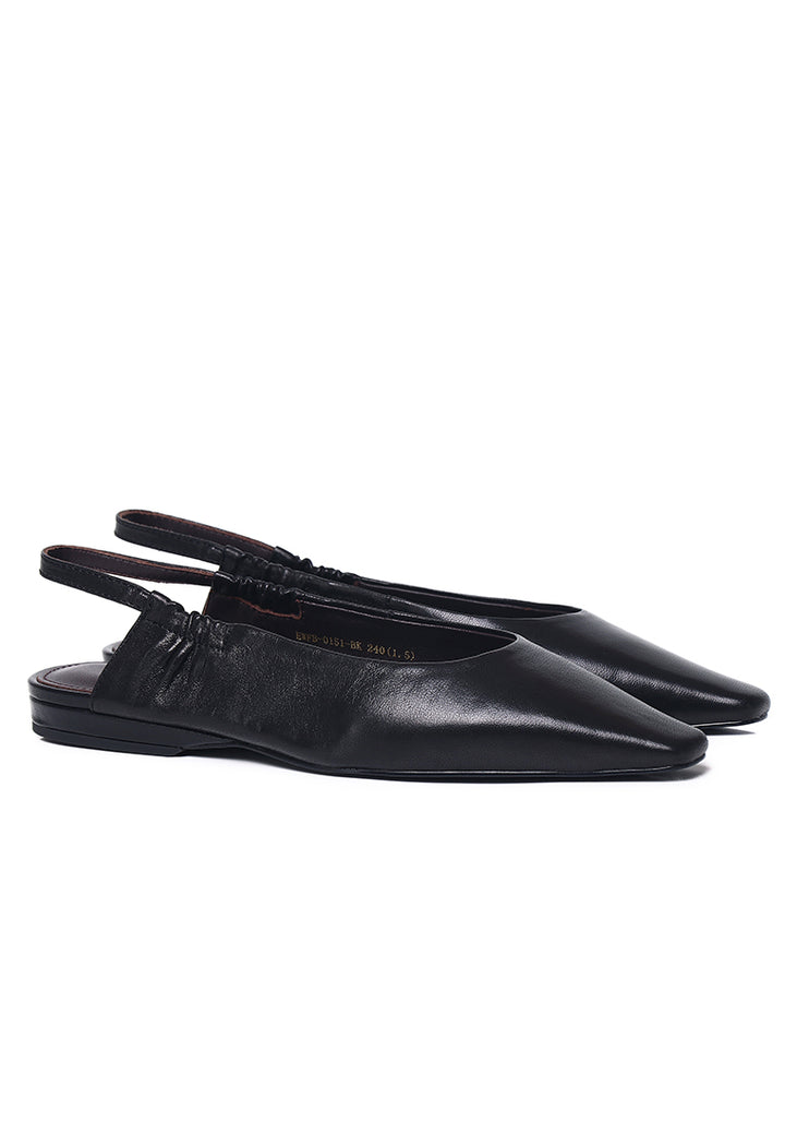 Danielle Comfy Fit Footbed Premium Leather Flats & Ballerina In Black – alternate view